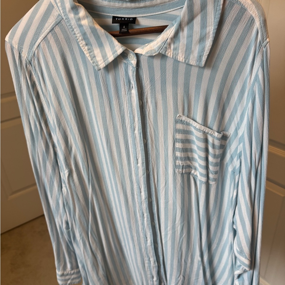 Torrid Light Blue and White Striped Men's Shirt